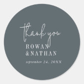 Modernes Chic Dunkle Navy Blue Danke Stickers (Vorderseite)