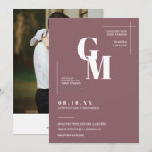 Modernes Chic Dusty Lila Wedding QR Code Foto Einladung (Vorne/Hinten)