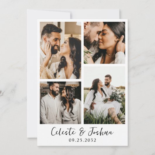 Modernes Chic Elegant 4 Foto QR Code Hochzeit Einladung (Rückseite)