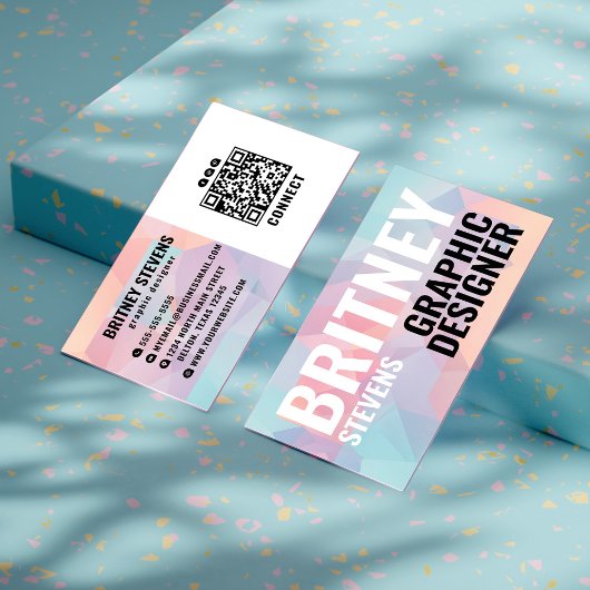 Modernes Chic Elegant Geometric Pastel Triangle QR Visitenkarte