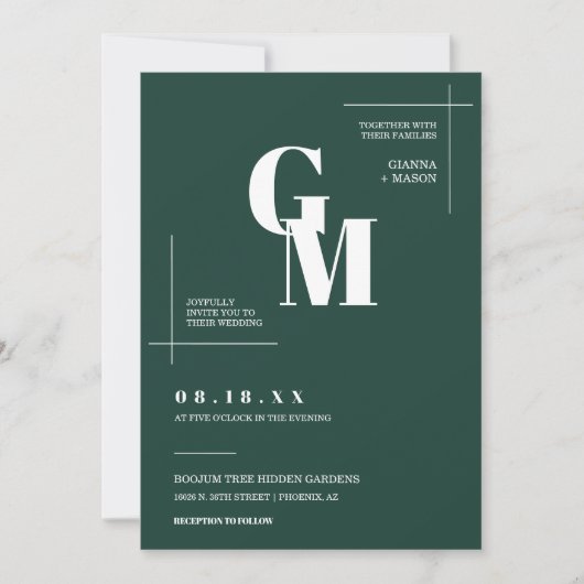 Modernes Chic Emerald Green Wedding QR Code Foto Einladung (Vorderseite)