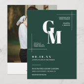 Modernes Chic Emerald Green Wedding QR Code Foto Einladung (Vorne/Hinten)