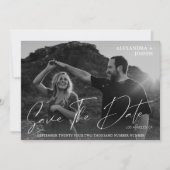 Modernes Chic Foto BW Datum Save the Date weiß Einladung (Vorderseite)