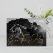 Modernes Chic Foto BW Long Date Save the Date Folieneinladung (Stehend vorne)