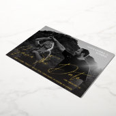 Modernes Chic Foto BW Long Date Save the Date Folieneinladung (Gedreht)