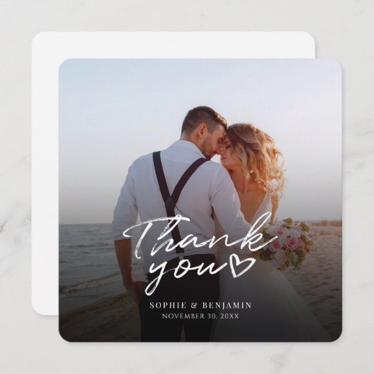 Modernes Chic Foto Handschrift Vielen Dank Mitteilungskarte (Vorne/Hinten)