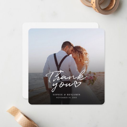 Modernes Chic Foto Handschrift Vielen Dank Mitteilungskarte (Vorderseite/Rückseite Beispiel)