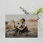Modernes Chic Foto Long Date Save the Date voll Folieneinladung (Stehend vorne)