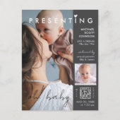 Modernes Chic Foto Magazine Cover Baby Birth Postkarte (Vorderseite)