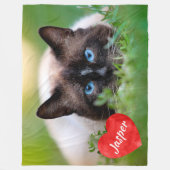 Modernes Chic Foto Personalisiert Cat Lover Fleecedecke (Vorderseite)