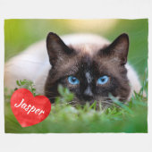 Modernes Chic Foto Personalisiert Cat Lover Fleecedecke (Vorderseite (Horizontal))