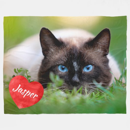 Modernes Chic Foto Personalisiert Cat Lover Fleecedecke (Vorderseite (Horizontal))