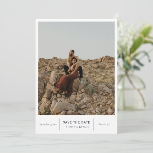 Modernes Chic-Foto Save The Date (Stehend Vorderseite)