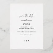 Modernes Chic Foto Vertikal Save the Date weiß Folieneinladung (Rückseite)