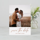 Modernes Chic Foto Vertikal Save the Date weiß Folieneinladung (Stehend vorne)