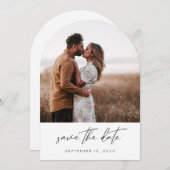 Modernes Chic Foto Vertikal Save the Date Weißer P Einladung (Vorne/Hinten)