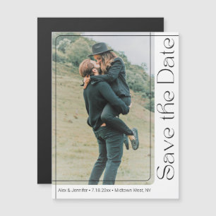 Modernes Chic Frame Foto speichern Datums-Magnet Magnetkarte