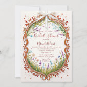 Modernes Chic Frame Wild Blume Foto Brautparty Einladung (Vorderseite)