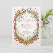 Modernes Chic Frame Wild Blume Foto Brautparty Einladung (Stehend Vorderseite)