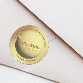 Modernes Chic Funkelnd Imitate Gold Rücksendesiege Runder Aufkleber