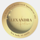 Modernes Chic Funkelnd Imitate Gold Rücksendesiege Runder Aufkleber (Vorderseite)