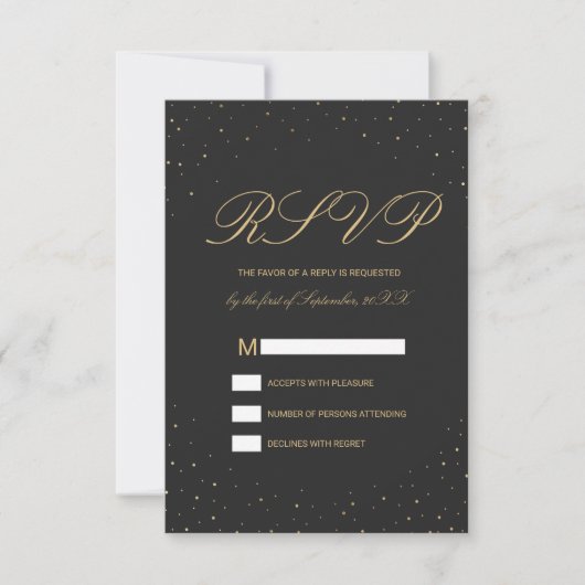 Modernes Chic-Gold auf schwarzem UAWG RSVP Karte (Vorderseite)
