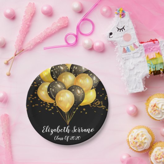 Modernes Chic Gold auf schwarzen Balloons und Conf Pappteller (Party)