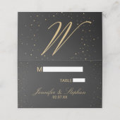 Modernes Chic-Gold auf schwarzen Platzkarten (Außenseite Aufgefaltet)