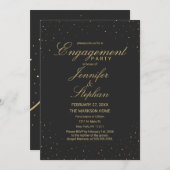 Modernes Chic-Gold gesprenkelt auf schwarzer Einladung (Vorne/Hinten)