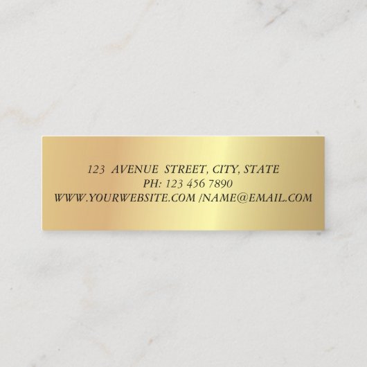 Modernes Chic Gold, Girl Face, Makeup-Künstler Mini Visitenkarte (Rückseite)