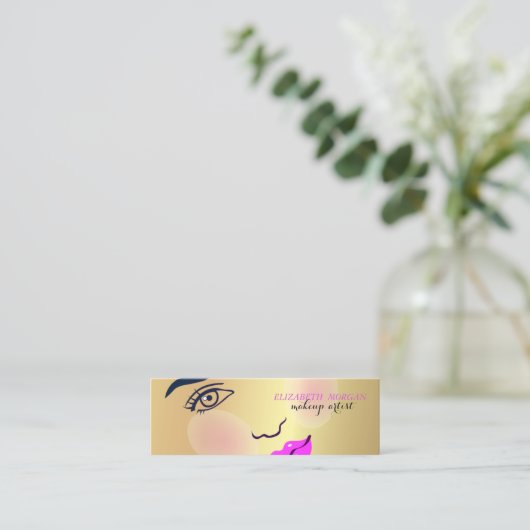 Modernes Chic Gold, Girl Face, Makeup-Künstler Mini Visitenkarte (Stehend Vorderseite)