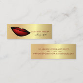 Modernes Chic Gold, Rote Lippen, Makeup-Künstler Mini Visitenkarte (Vorne/Hinten)