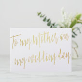 Modernes Chic Gold "Zu meiner Mutter am Hochzeitst Karte (Stehend Vorderseite)