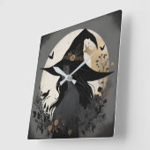 Modernes Chic Halloween Hexenuhr Quadratische Wanduhr (Winkel)