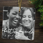 Modernes Chic Herzstück Beste Freunde Besties BEST Keramikornament<br><div class="desc">Design setzt sich aus lustiger und spielerischer Schrift-Typografie mit Sans Serif-Schriftart zusammen. Fügen Sie ein benutzerdefiniertes Foto hinzu.</div>