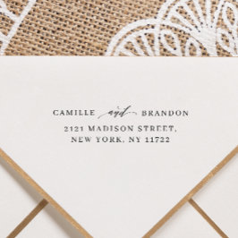 Modernes Chic Hochzeitskript für Rücksendeadresse Permastempel
