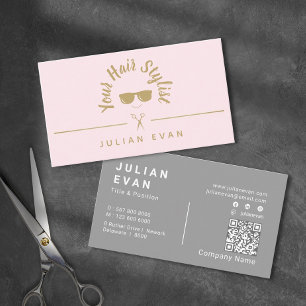 Modernes Chic-Icon Rosa & Gold-Friseur Visitenkarte