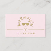 Modernes Chic-Icon Rosa & Gold-Friseur Visitenkarte (Vorderseite)