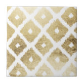 Modernes Chic-Imitat-Goldblatt ikat Muster Fliese (Vorderseite)