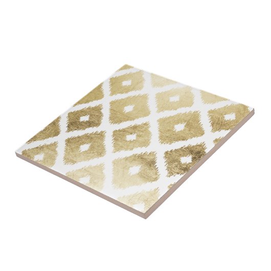 Modernes Chic-Imitat-Goldblatt ikat Muster Fliese (Seite)