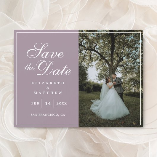 Modernes Chic Lavender Wedding Foto Save the Date Magnetkarte