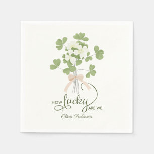 Modernes Chic Lucky Kleeblatt mit Bow Babydusche Serviette