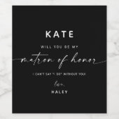 Modernes Chic Matron of Honour Vorschlag | Schwarz Weinetikett (Einzelnes Label)