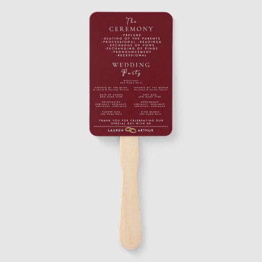 Modernes Chic Minimal Foto Hochzeitsprogramm Fächer (Rückseite)