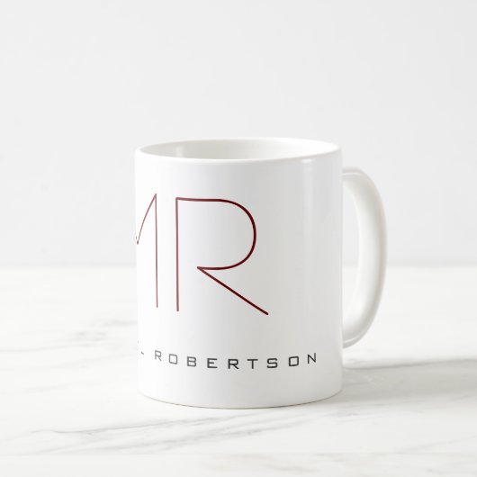 Modernes Chic Monogram Beruflich Kaffeetasse (VorderseiteRechts)