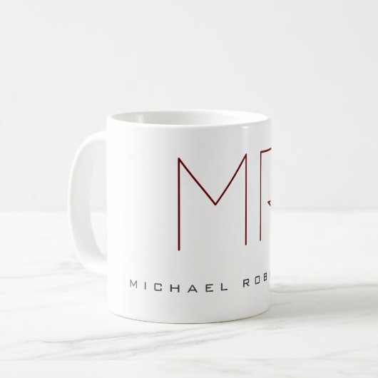 Modernes Chic Monogram Beruflich Kaffeetasse (Vorderseite Links)