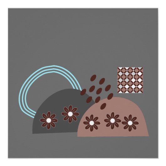 Modernes Chic Monogram Round Black Poster (Vorderseite)