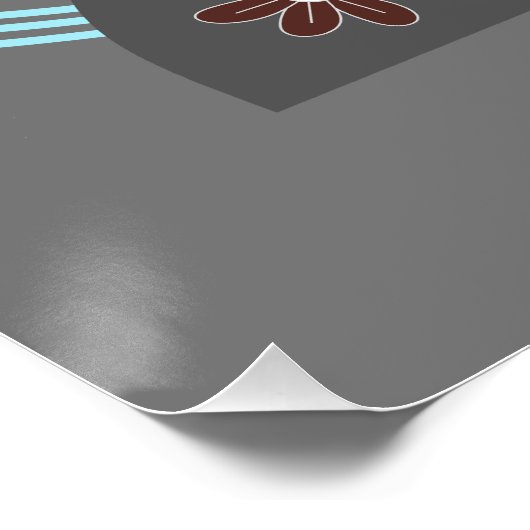 Modernes Chic Monogram Round Black Poster (Ecke)