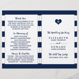 Modernes Chic Navy Blue & White Wedding Programm