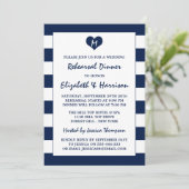 Modernes Chic Navy & White Wedding Probe Dinner Einladung (Stehend Vorderseite)